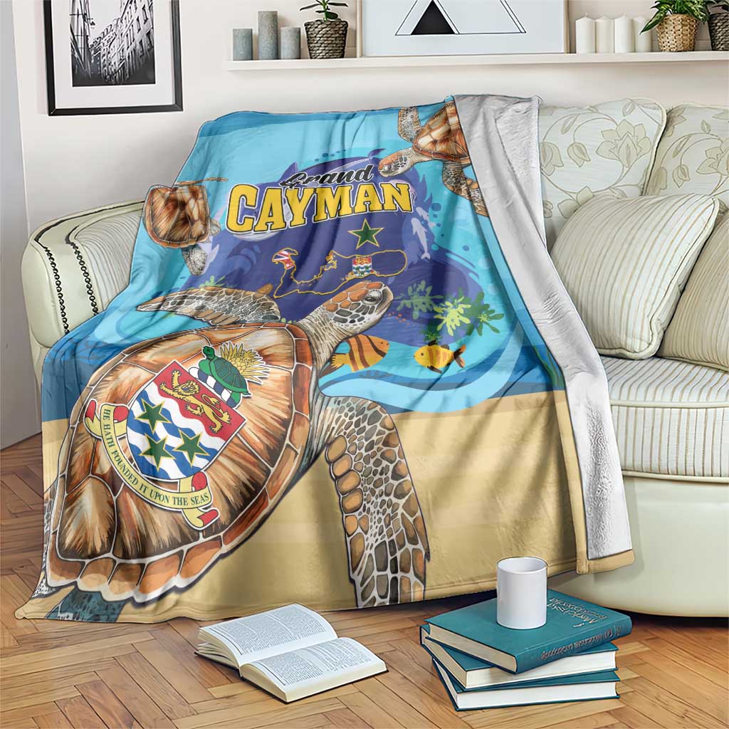 Grand Cayman Map Sea Turtle Blanket Ocean Vibes