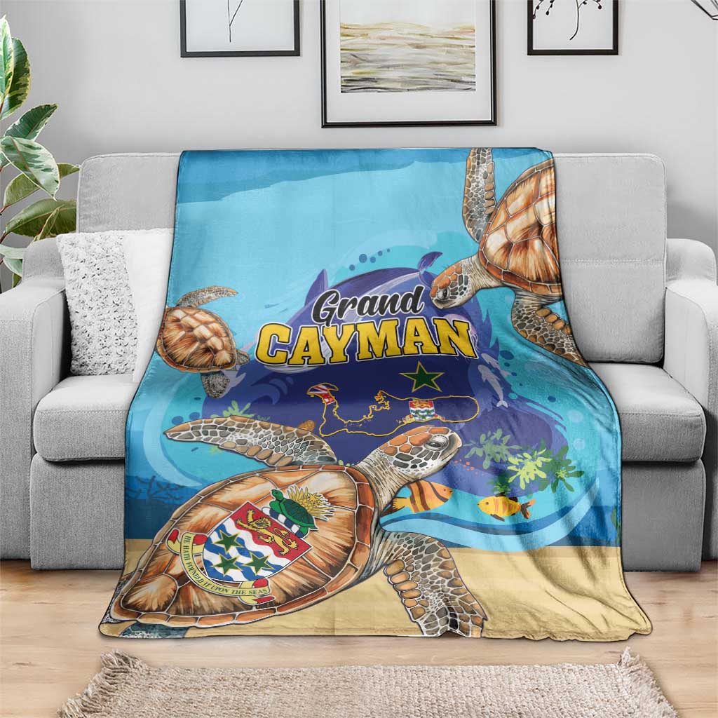 Grand Cayman Map Sea Turtle Blanket Ocean Vibes