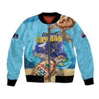 Grand Cayman Map Sea Turtle Bomber Jacket Ocean Vibes