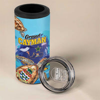Grand Cayman Map Sea Turtle 4 in 1 Can Cooler Tumbler Ocean Vibes