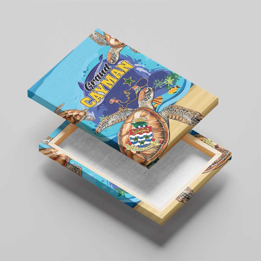 Grand Cayman Map Sea Turtle Canvas Wall Art Ocean Vibes