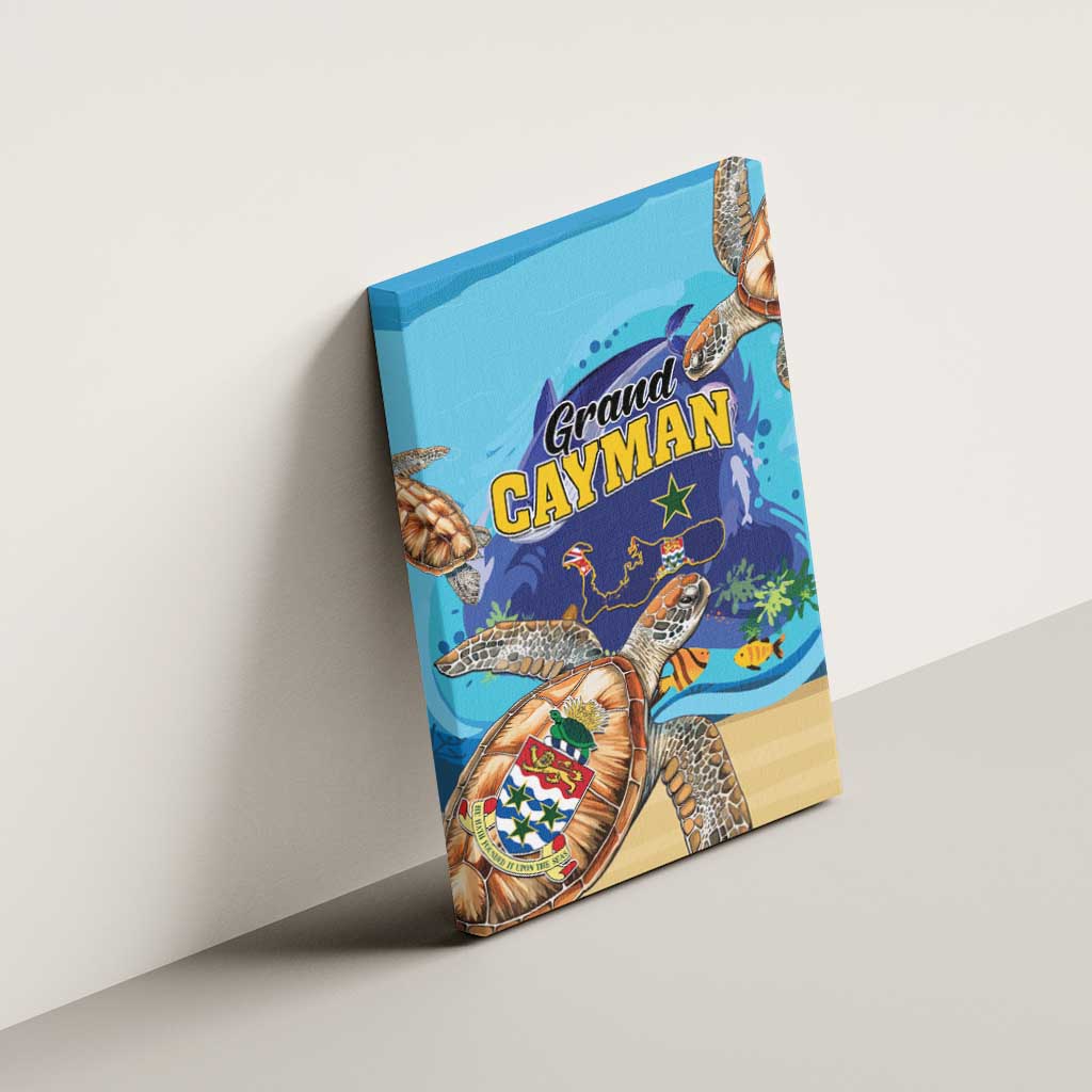 Grand Cayman Map Sea Turtle Canvas Wall Art Ocean Vibes