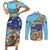 Grand Cayman Map Sea Turtle Couples Matching Short Sleeve Bodycon Dress and Long Sleeve Button Shirt Ocean Vibes