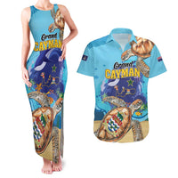 Grand Cayman Map Sea Turtle Couples Matching Tank Maxi Dress and Hawaiian Shirt Ocean Vibes