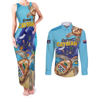 Grand Cayman Map Sea Turtle Couples Matching Tank Maxi Dress and Long Sleeve Button Shirt Ocean Vibes