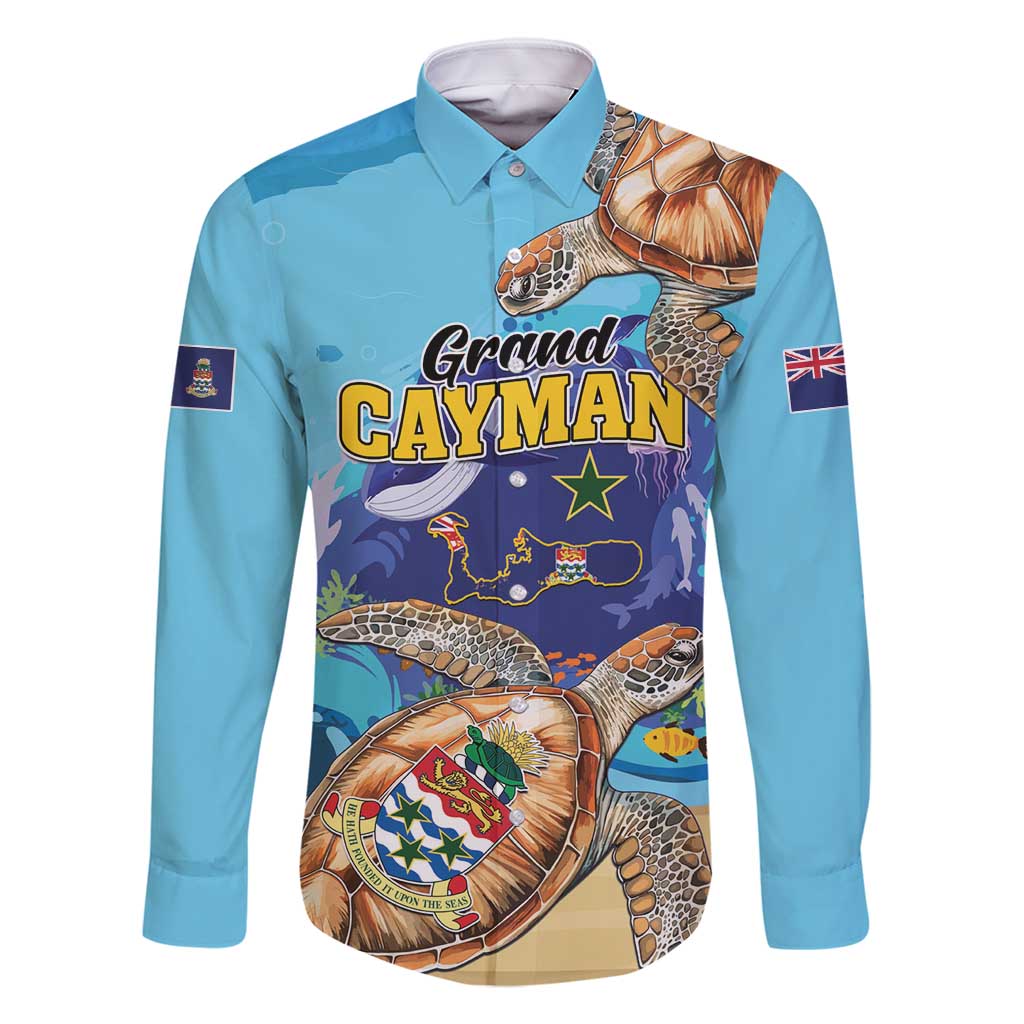 Grand Cayman Map Sea Turtle Family Matching Long Sleeve Bodycon Dress and Hawaiian Shirt Ocean Vibes