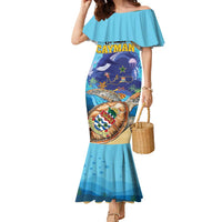 Grand Cayman Map Sea Turtle Family Matching Mermaid Dress and Hawaiian Shirt Ocean Vibes