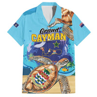 Grand Cayman Map Sea Turtle Family Matching Off The Shoulder Long Sleeve Dress and Hawaiian Shirt Ocean Vibes