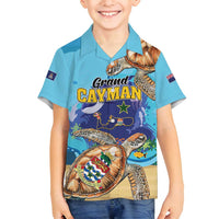 Grand Cayman Map Sea Turtle Family Matching Off Shoulder Short Dress and Hawaiian Shirt Ocean Vibes