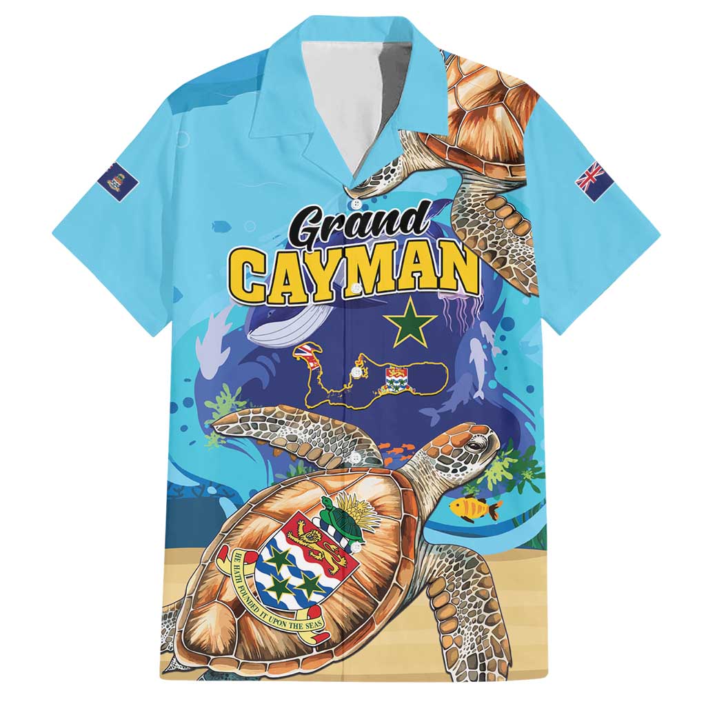 Grand Cayman Map Sea Turtle Family Matching Short Sleeve Bodycon Dress and Hawaiian Shirt Ocean Vibes