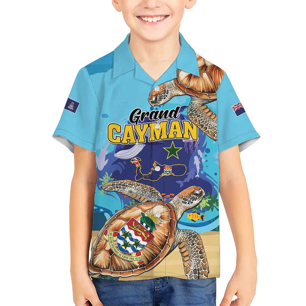 Grand Cayman Map Sea Turtle Family Matching Short Sleeve Bodycon Dress and Hawaiian Shirt Ocean Vibes