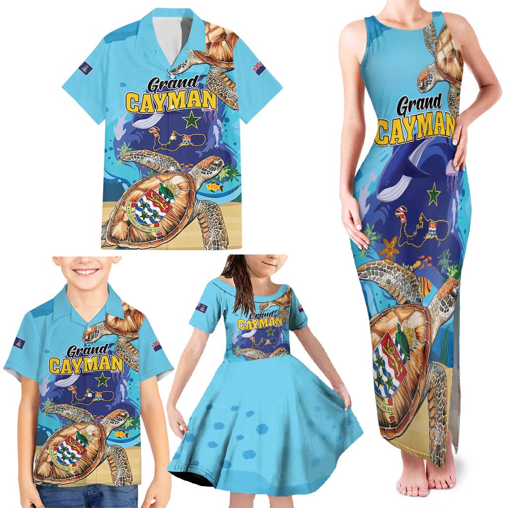 Grand Cayman Map Sea Turtle Family Matching Tank Maxi Dress and Hawaiian Shirt Ocean Vibes