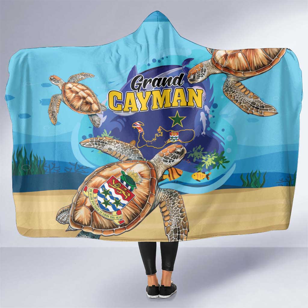 Grand Cayman Map Sea Turtle Hooded Blanket Ocean Vibes