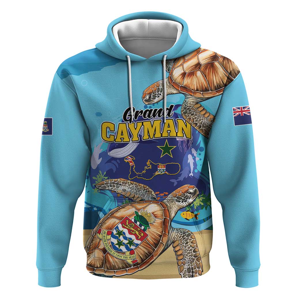 Grand Cayman Map Sea Turtle Hoodie Ocean Vibes