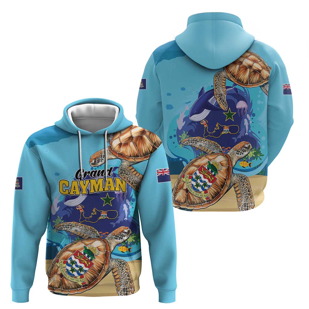 Grand Cayman Map Sea Turtle Hoodie Ocean Vibes