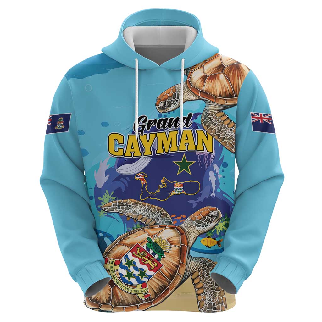 Grand Cayman Map Sea Turtle Hoodie Ocean Vibes