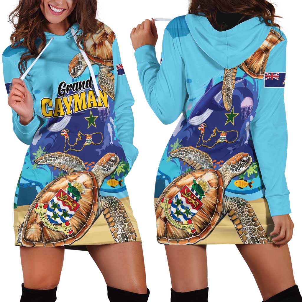 Grand Cayman Map Sea Turtle Hoodie Dress Ocean Vibes