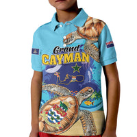 Grand Cayman Map Sea Turtle Kid Polo Shirt Ocean Vibes