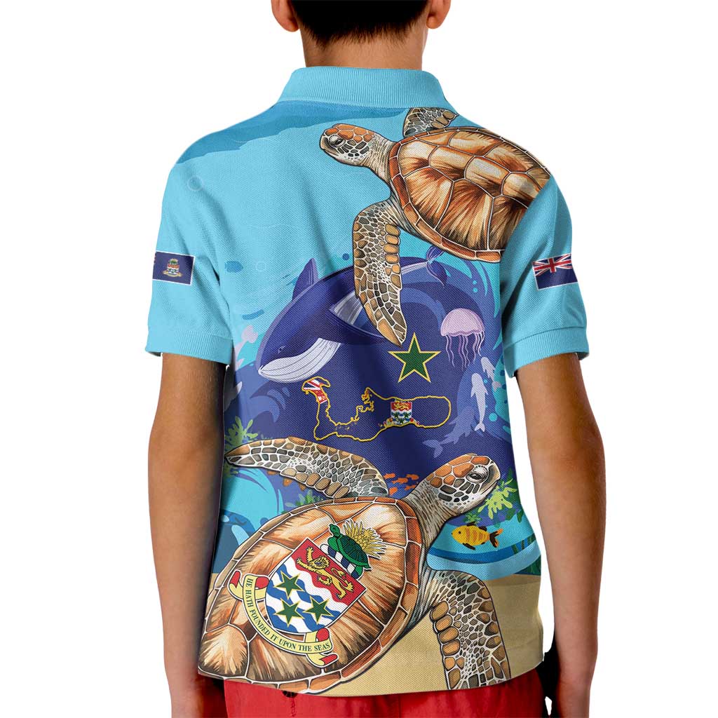 Grand Cayman Map Sea Turtle Kid Polo Shirt Ocean Vibes