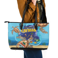 Grand Cayman Map Sea Turtle Leather Tote Bag Ocean Vibes