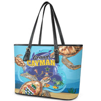 Grand Cayman Map Sea Turtle Leather Tote Bag Ocean Vibes