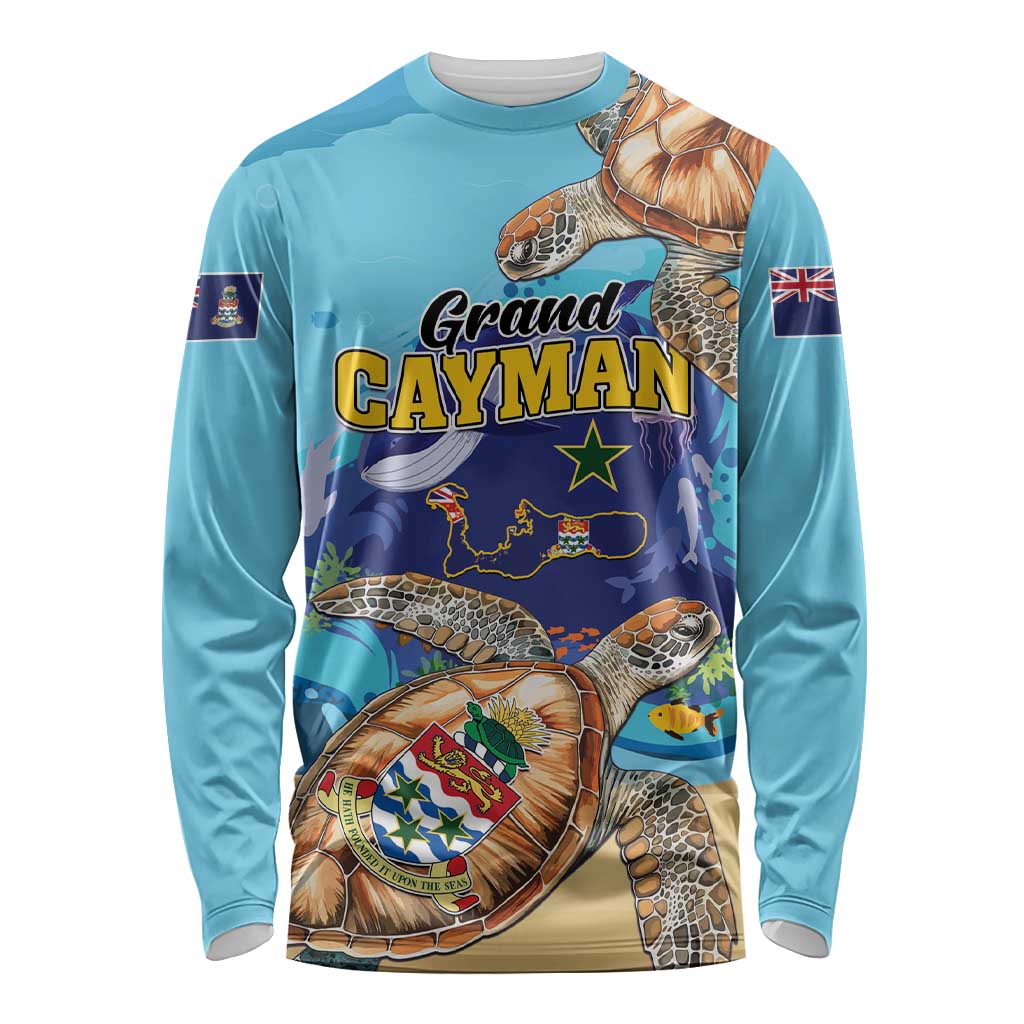 Grand Cayman Map Sea Turtle Long Sleeve Shirt Ocean Vibes