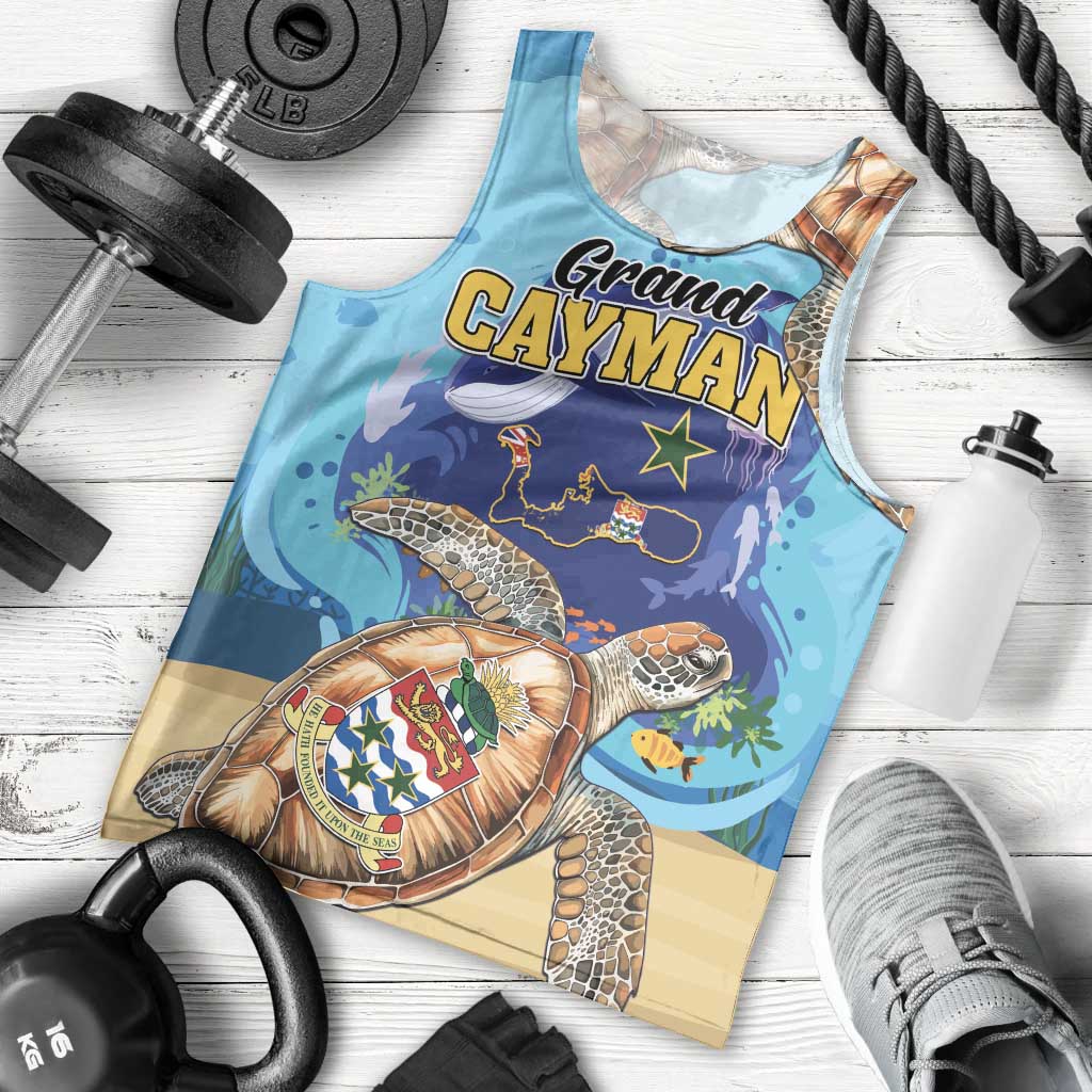 Grand Cayman Map Sea Turtle Men Tank Top Ocean Vibes