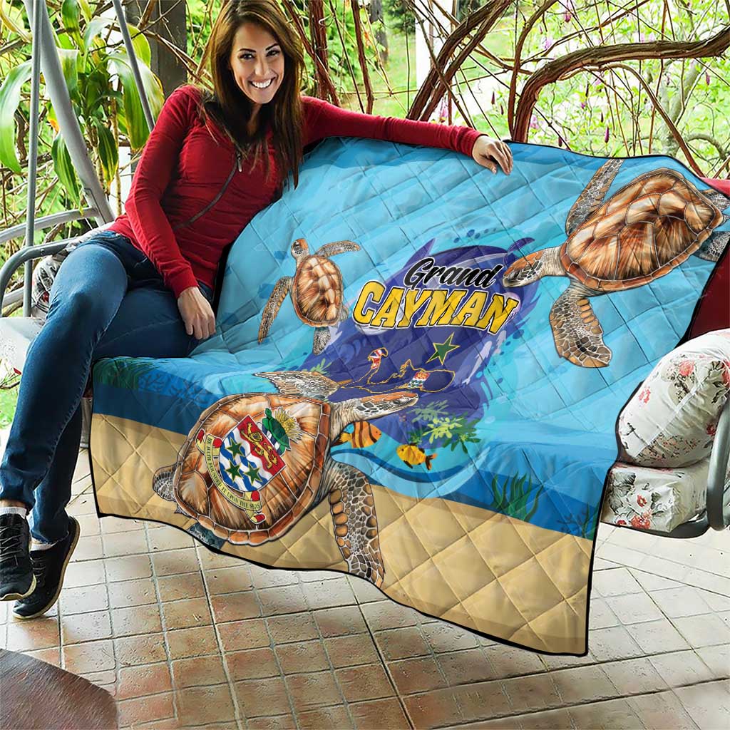 Grand Cayman Map Sea Turtle Quilt Ocean Vibes