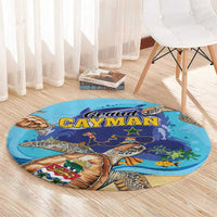 Grand Cayman Map Sea Turtle Round Carpet Ocean Vibes