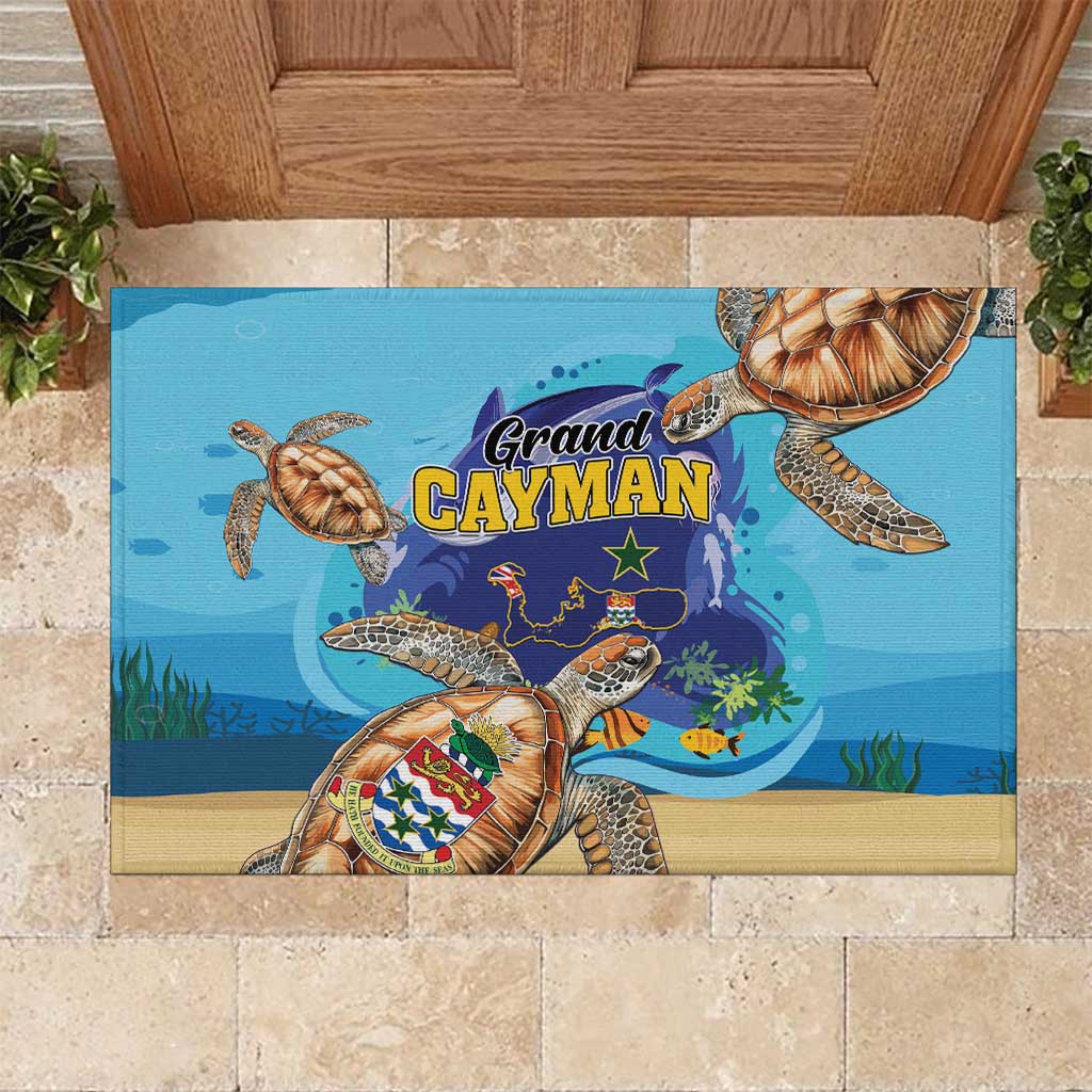 Grand Cayman Map Sea Turtle Rubber Doormat Ocean Vibes
