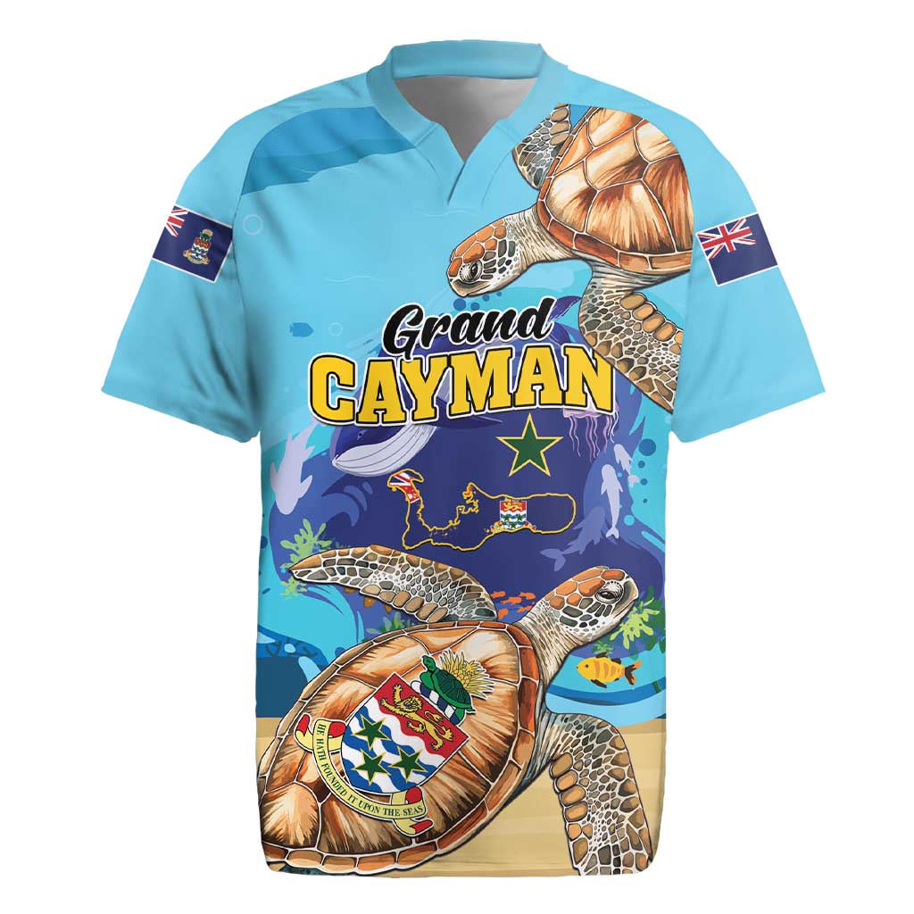 Grand Cayman Map Sea Turtle Rugby Jersey Ocean Vibes