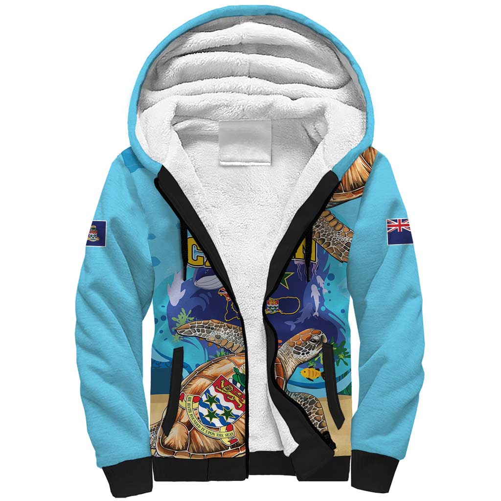 Grand Cayman Map Sea Turtle Sherpa Hoodie Ocean Vibes