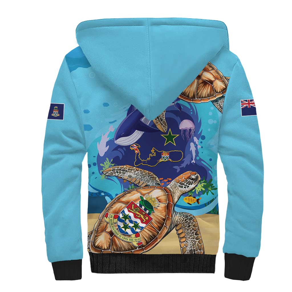 Grand Cayman Map Sea Turtle Sherpa Hoodie Ocean Vibes