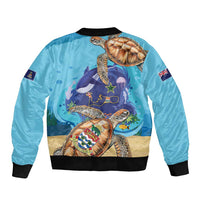Grand Cayman Map Sea Turtle Sleeve Zip Bomber Jacket Ocean Vibes