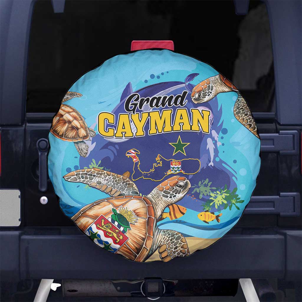 Grand Cayman Map Sea Turtle Spare Tire Cover Ocean Vibes