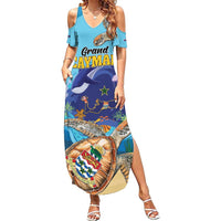 Grand Cayman Map Sea Turtle Summer Maxi Dress Ocean Vibes