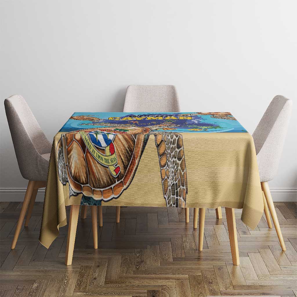 Grand Cayman Map Sea Turtle Tablecloth Ocean Vibes