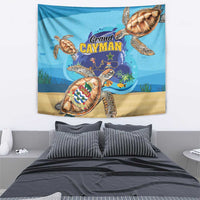 Grand Cayman Map Sea Turtle Tapestry Ocean Vibes