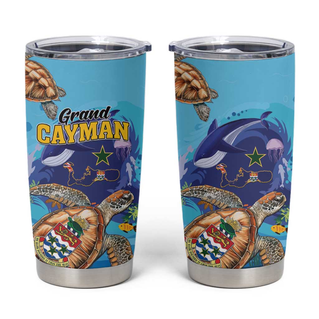 Grand Cayman Map Sea Turtle Tumbler Cup Ocean Vibes