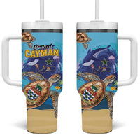 Grand Cayman Map Sea Turtle Tumbler With Handle Ocean Vibes