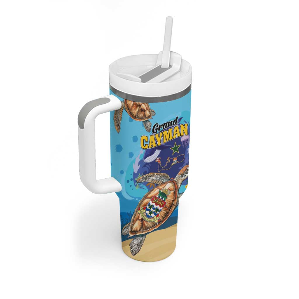 Grand Cayman Map Sea Turtle Tumbler With Handle Ocean Vibes