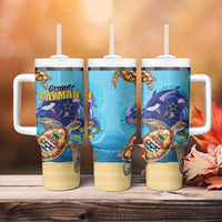 Grand Cayman Map Sea Turtle Tumbler With Handle Ocean Vibes