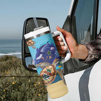 Grand Cayman Map Sea Turtle Tumbler With Handle Ocean Vibes