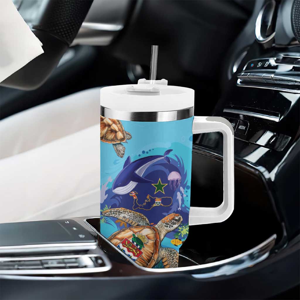 Grand Cayman Map Sea Turtle Tumbler With Handle Ocean Vibes