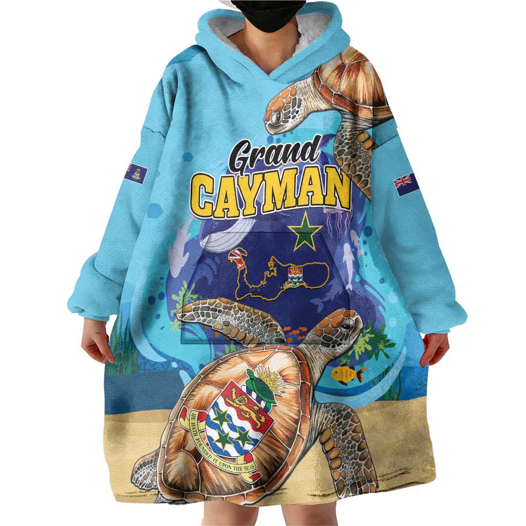 Grand Cayman Map Sea Turtle Wearable Blanket Hoodie Ocean Vibes