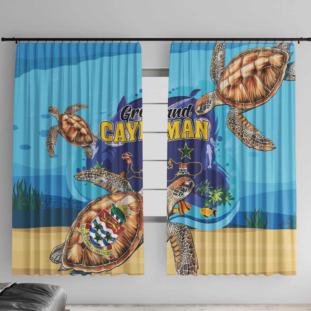 Grand Cayman Map Sea Turtle Window Curtain Ocean Vibes