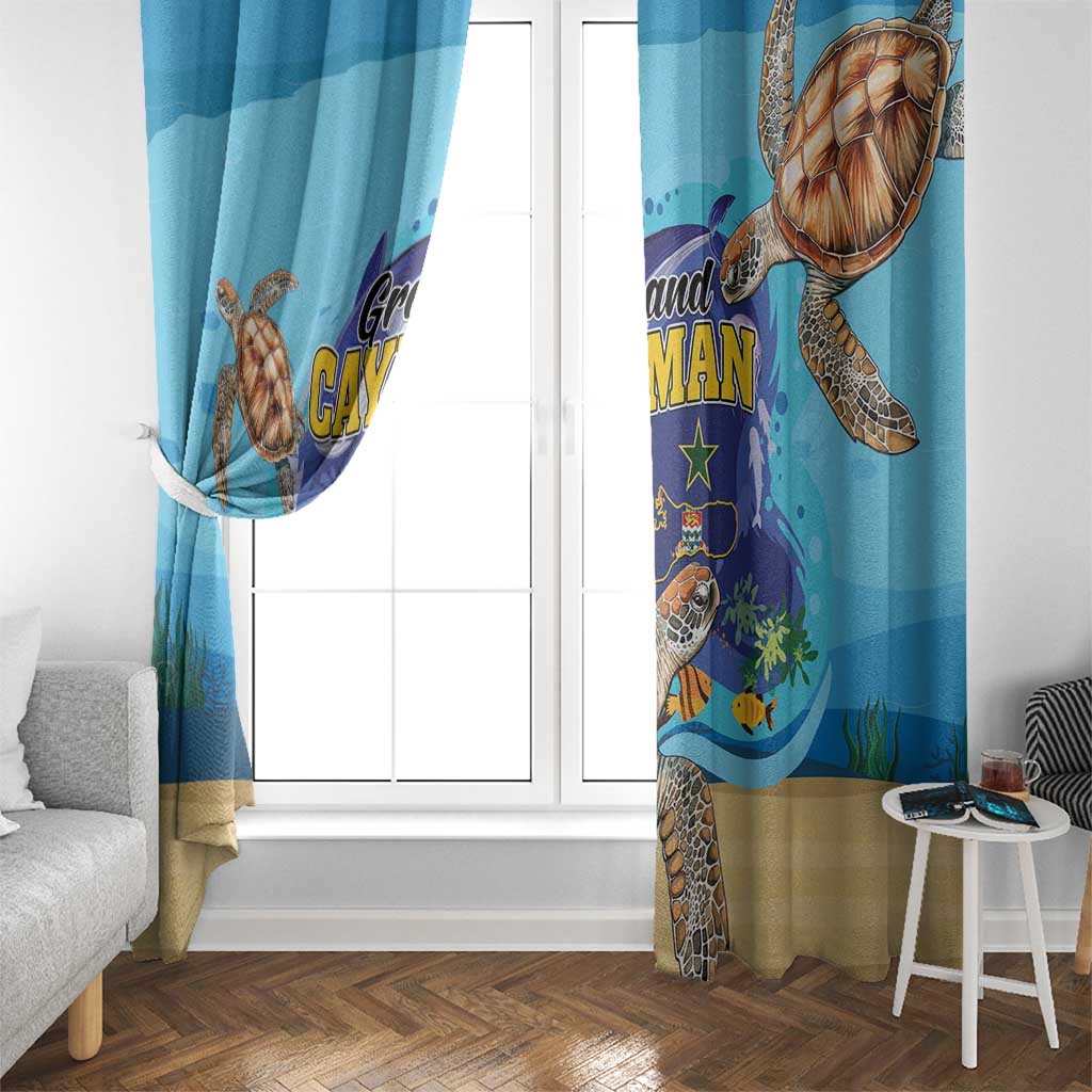 Grand Cayman Map Sea Turtle Window Curtain Ocean Vibes
