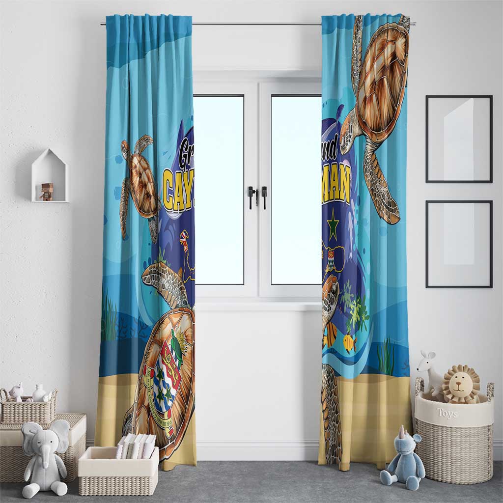 Grand Cayman Map Sea Turtle Window Curtain Ocean Vibes
