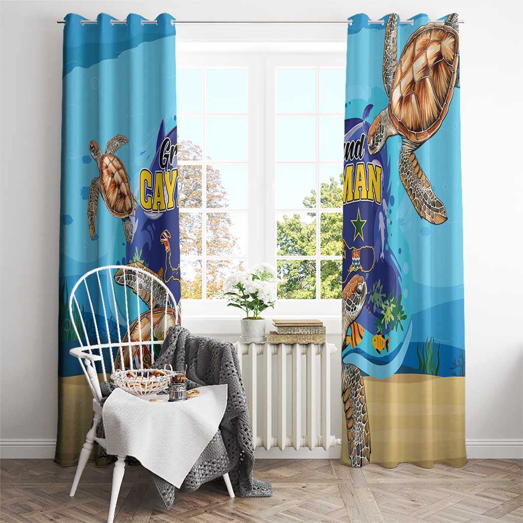 Grand Cayman Map Sea Turtle Window Curtain Ocean Vibes