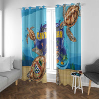Grand Cayman Map Sea Turtle Window Curtain Ocean Vibes